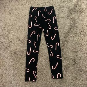 Sweet Christmas Candy Cane Leggings Small